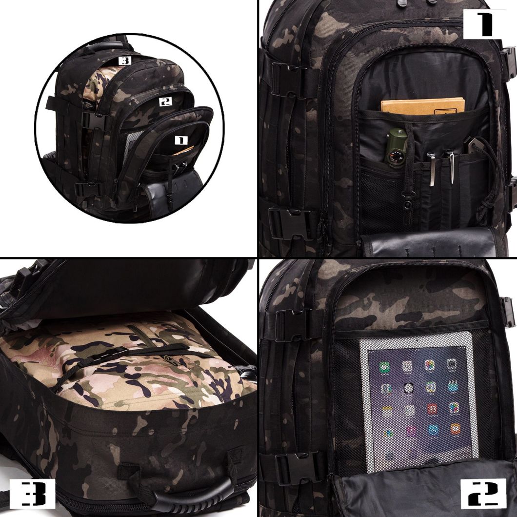 3 Day Waterproof Large Capacity Backpack Expandable Tactical Bag for Multiple Function