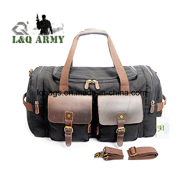 Leather Canvas Duffle Bag Weekend Overnight Bag Travel Tote Duffel Luggage