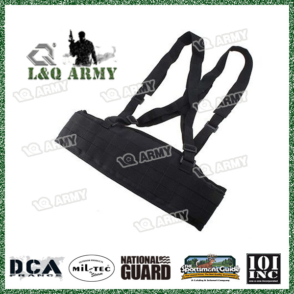 Molle Tactical Police Paintball Waist Padded Belt with Suspender Black