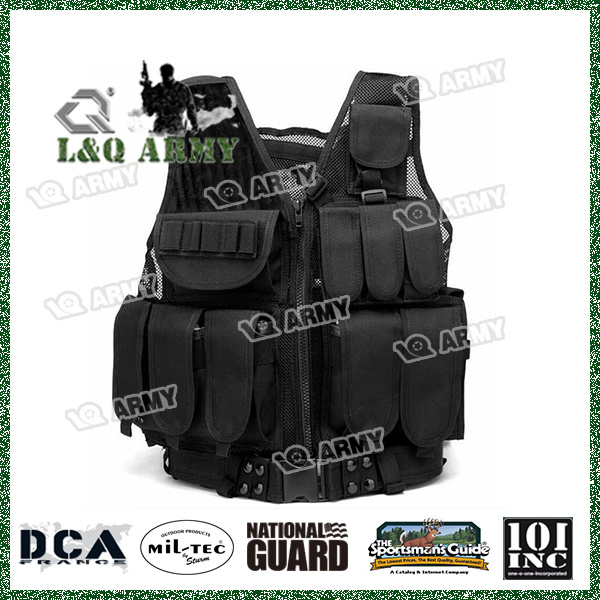 Tactical Military Combat Vest with Pistol Holster Vest Black Outdoor Hunting Gear