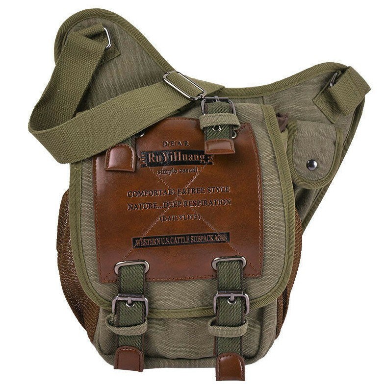 Men Messenger Canvas/Leather Bag Military Cross Body Pouch Handbag Shoulder