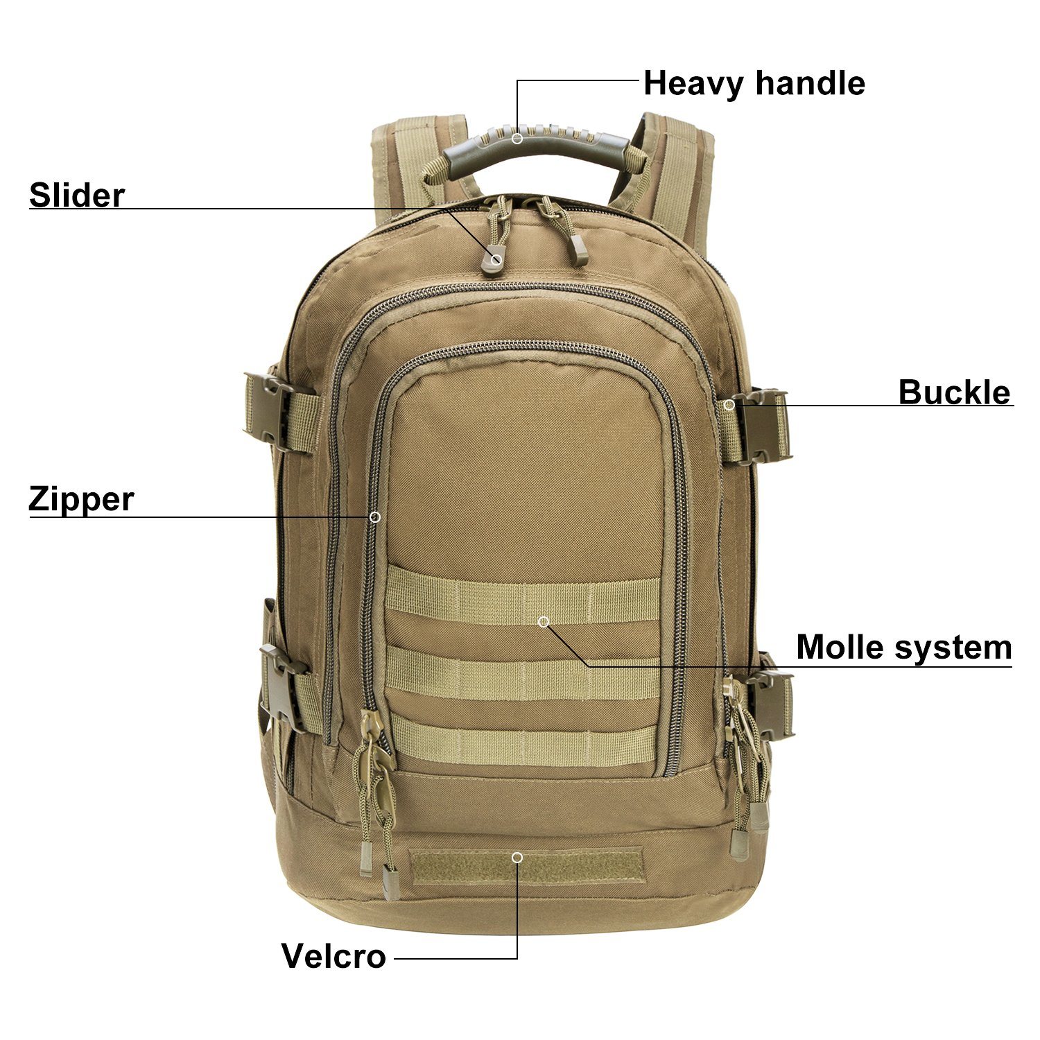 Waterproof Travel 3 Day Military Tactical Large Capacity USB Backpack for Outdoor Sports Camping