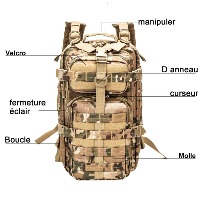 Large Capacity Zipper Backpacks for Camping Hiking Small Army Tactical Waterproof