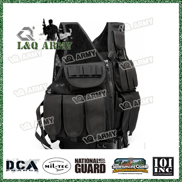 Tactical Military Combat Vest with Pistol Holster Vest Black Outdoor Hunting Gear