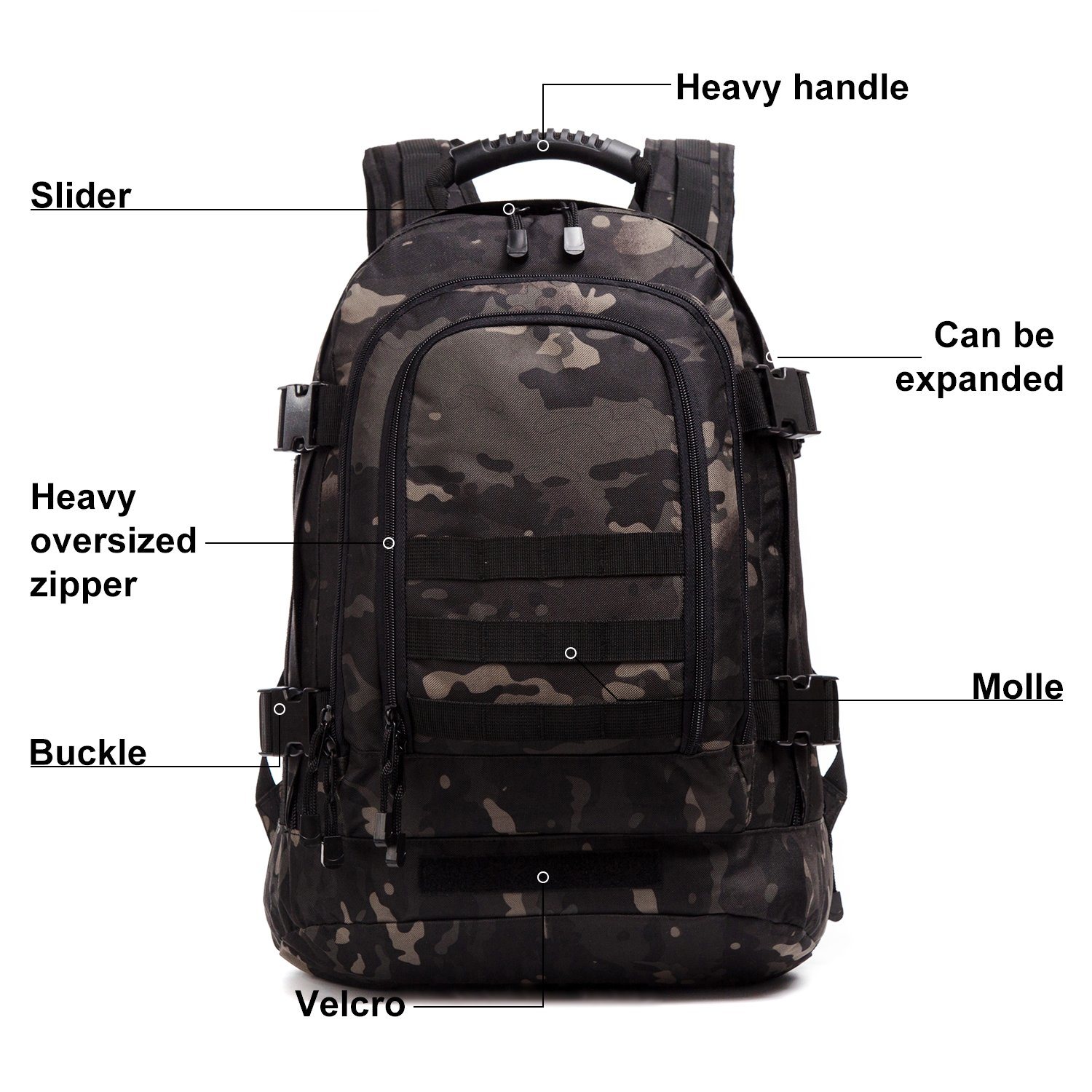 3 Day Waterproof Large Capacity Backpack Expandable Tactical Bag for Multiple Function