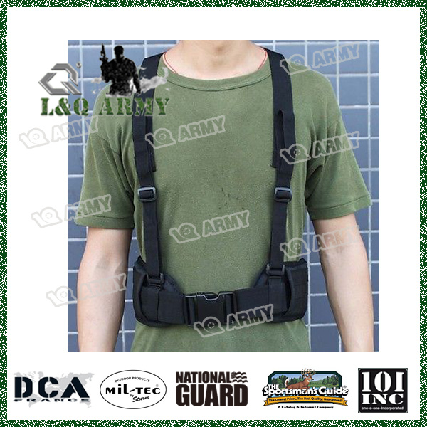 Molle Tactical Police Paintball Waist Padded Belt with Suspender Black