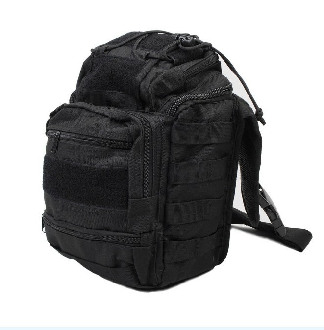 Molle Tactical Shoulder Sling Bag Messenger Backpack Military Hunting Bag Black
