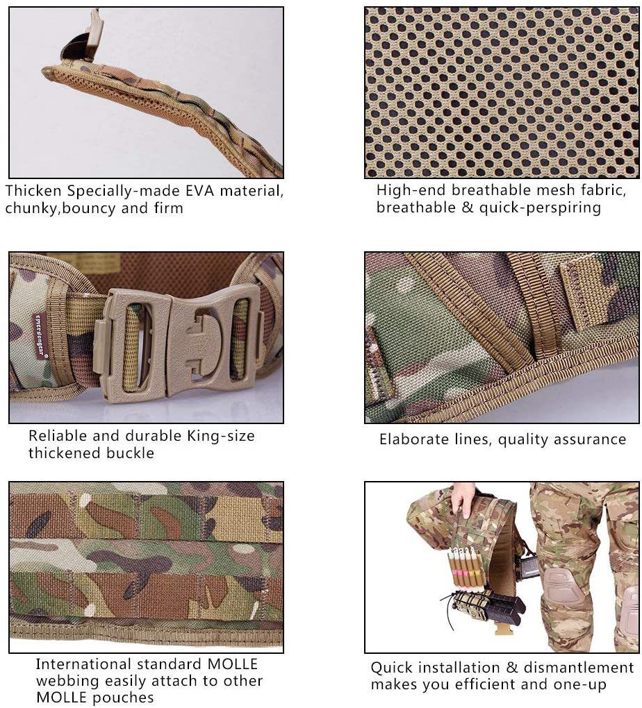 Military Combat Belts Tactical Molle Military Pouch Belt Waist Outdoor