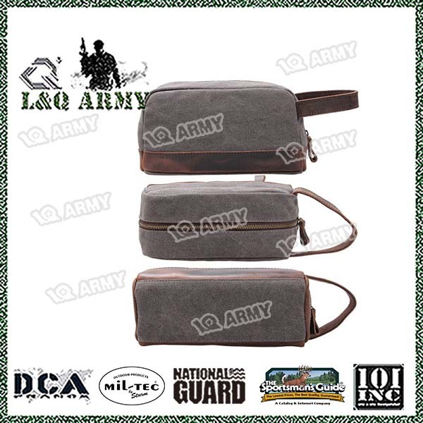 Canvas Leather Travel Kit Toiletry Bag Shaving Dopp Bag